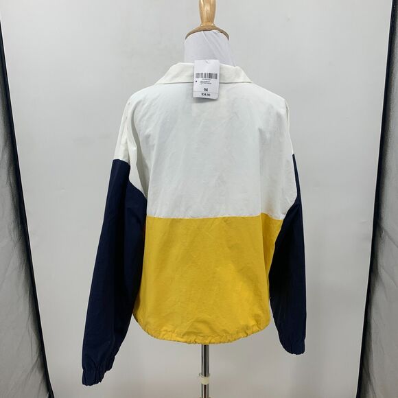 Forever 21 Windbreaker Jacket Womens M Colorblock Cropped Drawcord Half Zip Up - Picture 6 of 13